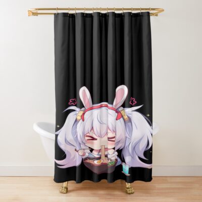 Laffey Azur Lane Chibi Ramen Kawaii Noodles Bunny Mood Shower Curtain