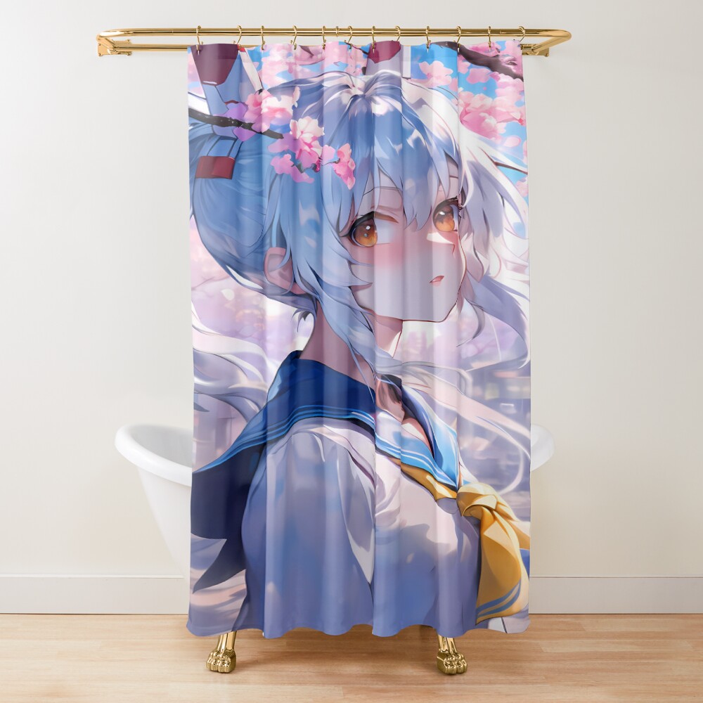 Ayanami Azur Lane Cherry Blossom Spring Stare Shower Curtain