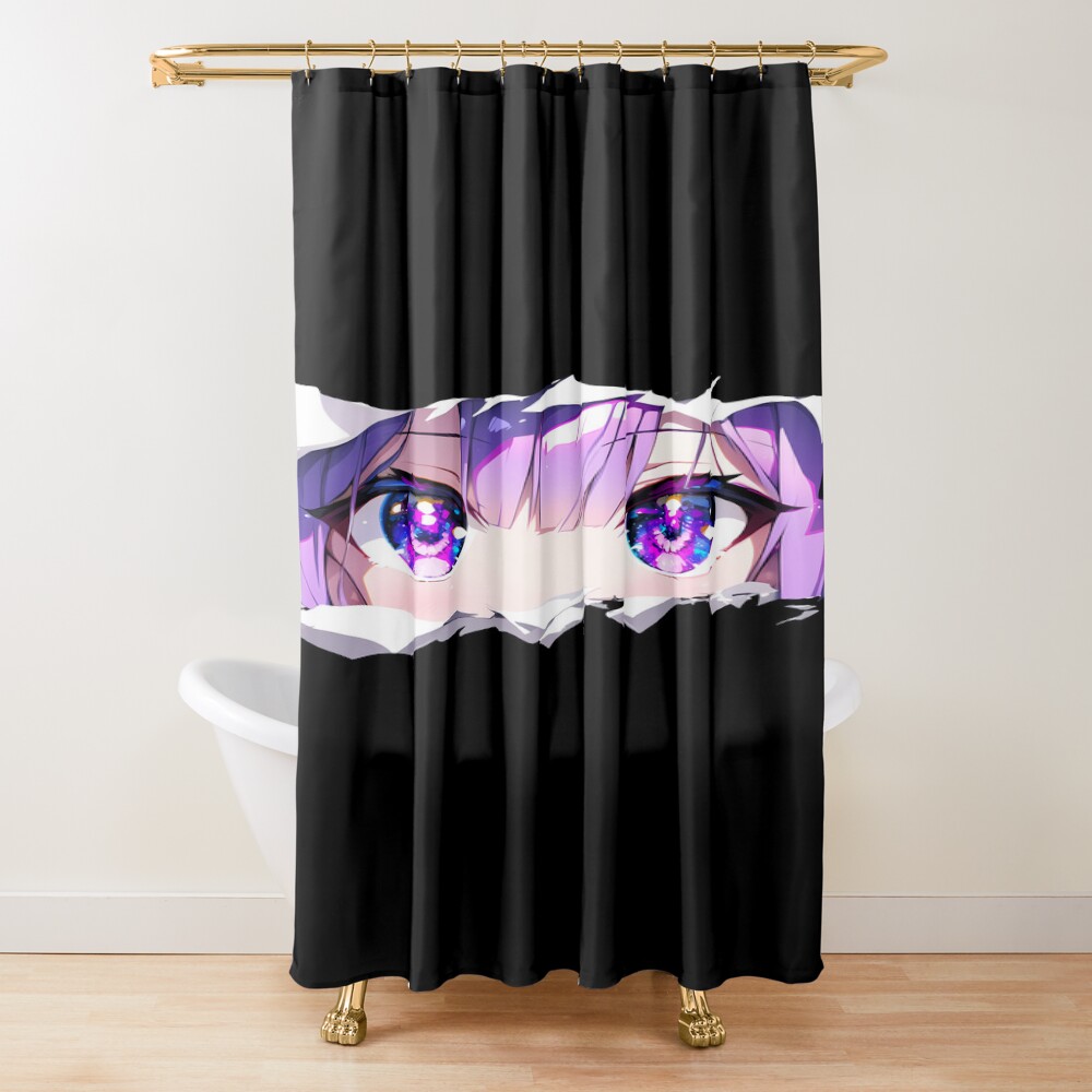 Unicorn Azur Lane Galaxy Eyes Torn Paper Peek Shower Curtain