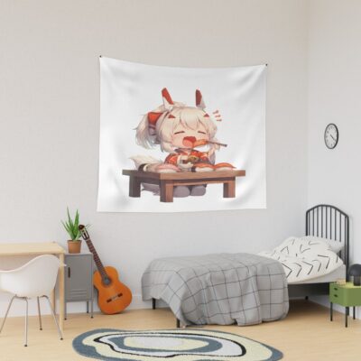 Ayanami Azur Lane Chibi Sushi Snack Time Tapestry