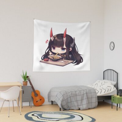 Noshiro Azur Lane Chibi Ramen Slurp Quiet Night Tapestry