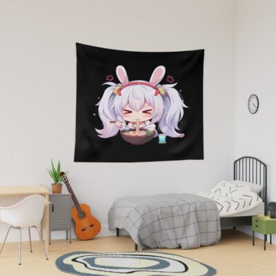 Laffey Azur Lane Chibi Ramen Kawaii Noodles Bunny Mood Tapestry