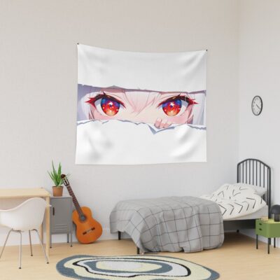 Formidable Azur Lane Red Eyes Peeker Torn Paper Closeup Tapestry