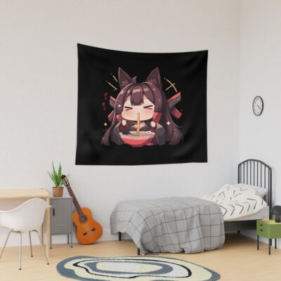 Akagi Azur Lane Chibi Ramen Kawaii Noodles Fox Spirit Tapestry