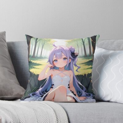 Unicorn Azur Lane Sunny Forest Daydream By The Stream Throw Pillow