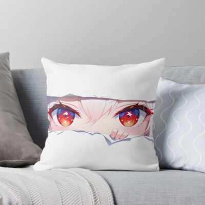 Formidable Azur Lane Red Eyes Peeker Torn Paper Closeup Throw Pillow