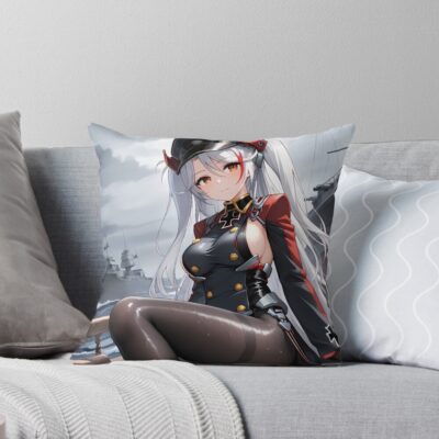Prinz Eugen Azur Lane Overcast Ocean Uniform Calm Throw Pillow