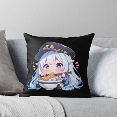 Enterprise Azur Lane Kawaii Ramen Chibi Noodles Bite Throw Pillow