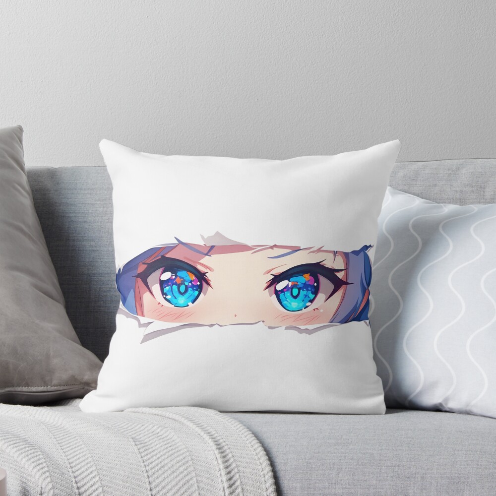 Illustrious Azur Lane Blue Eyes Torn Paper Peek Throw Pillow