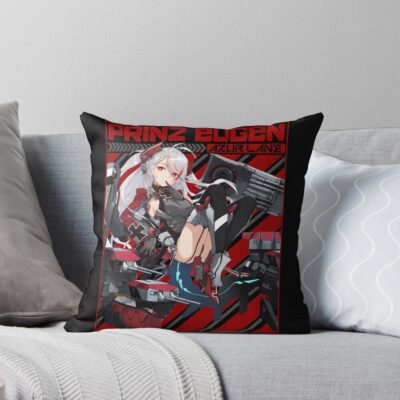 Azur Lane Prinz Eugen Red Text Throw Pillow