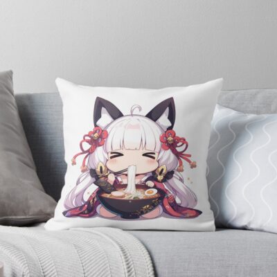 Illustrious Azur Lane Chibi Ramen Kimono Kawaii Feast Throw Pillow