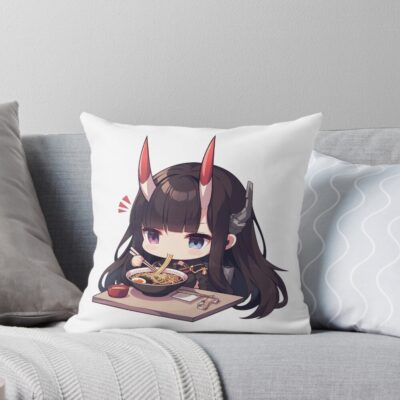 Noshiro Azur Lane Chibi Ramen Slurp Quiet Night Throw Pillow
